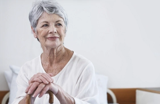 Life Assure Senior Woman Happily Pondering